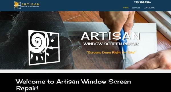 Picture of the new Artisan Window Screen Repair website