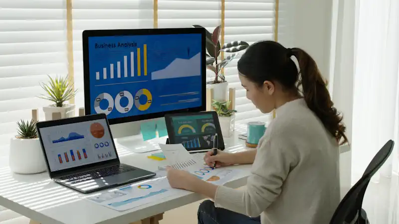 Business owner analyzing sales after seo campaign